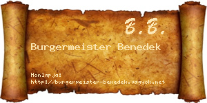 Burgermeister Benedek névjegykártya